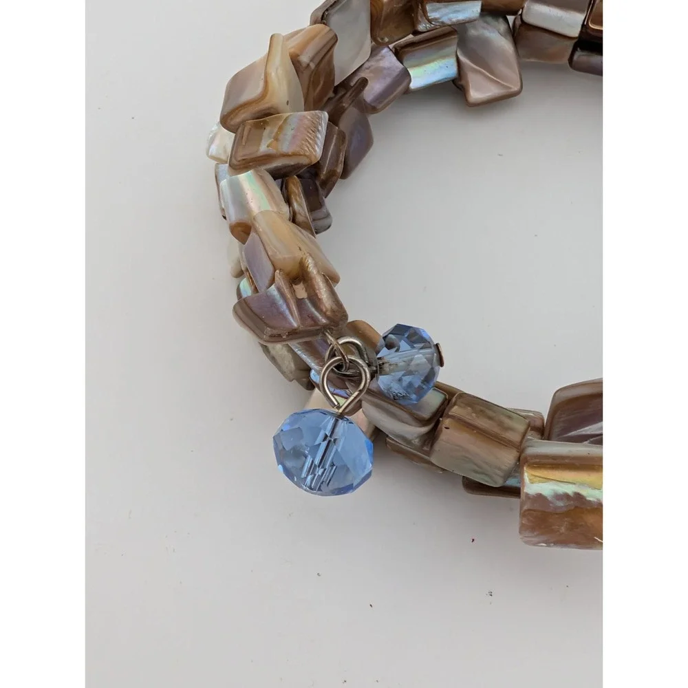 Iridescent Mother of Pearl Shell Multi Row Wrap Bracelet‎